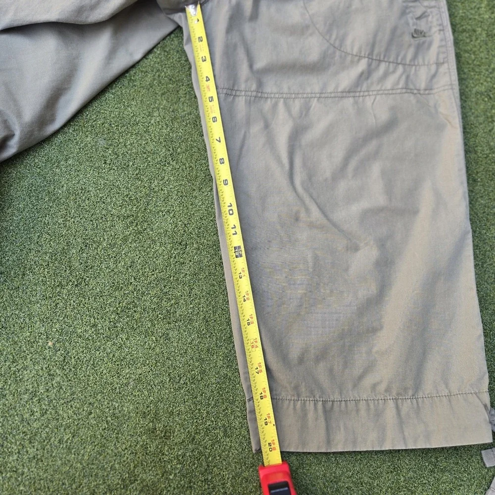 Nike Womens Capri Pants Size L(12-14) Olive Green Cropped Drawstring Hem